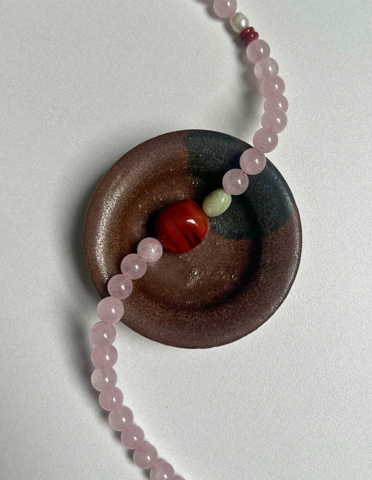 Halo 1 - Rose Quartz & Red Jasper Necklace
