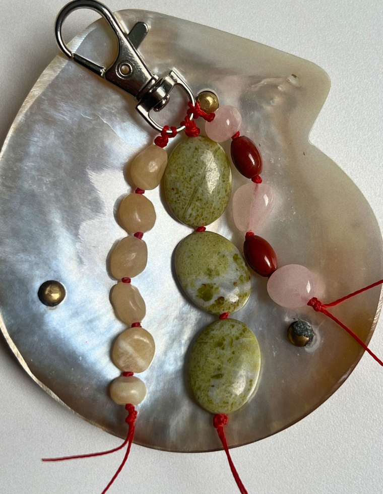Stoned Charm - Red Jasper & Rose Quartz