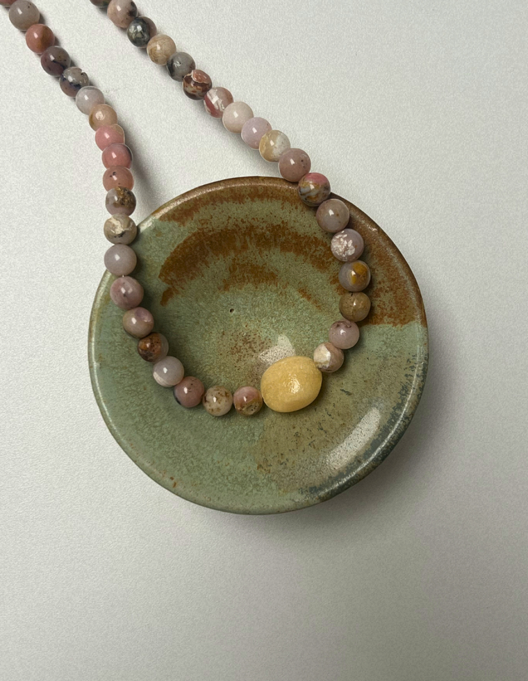 Emerge 3 - Pink Opal & Yellow Calcite Necklace