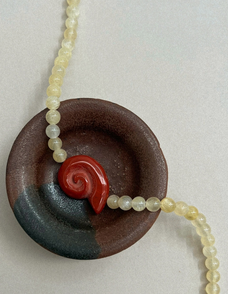 Harvest 13: silk jade whorl necklace, hand-strung by Palm of Feronia