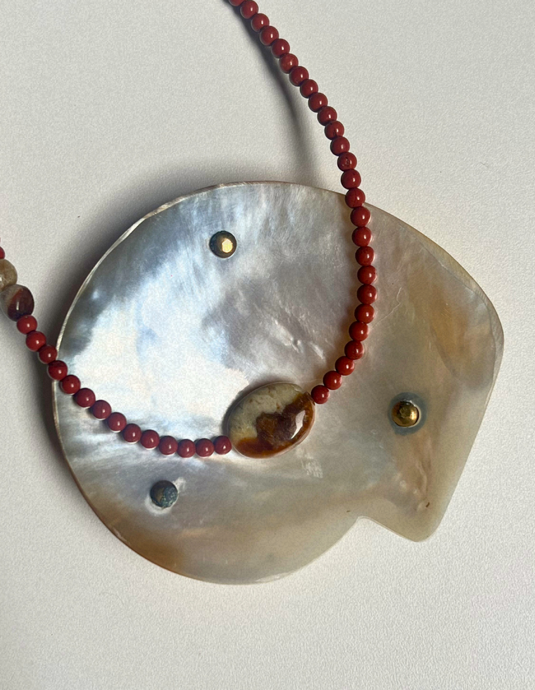 Fleur 12 - Red Jasper & Jade Necklace