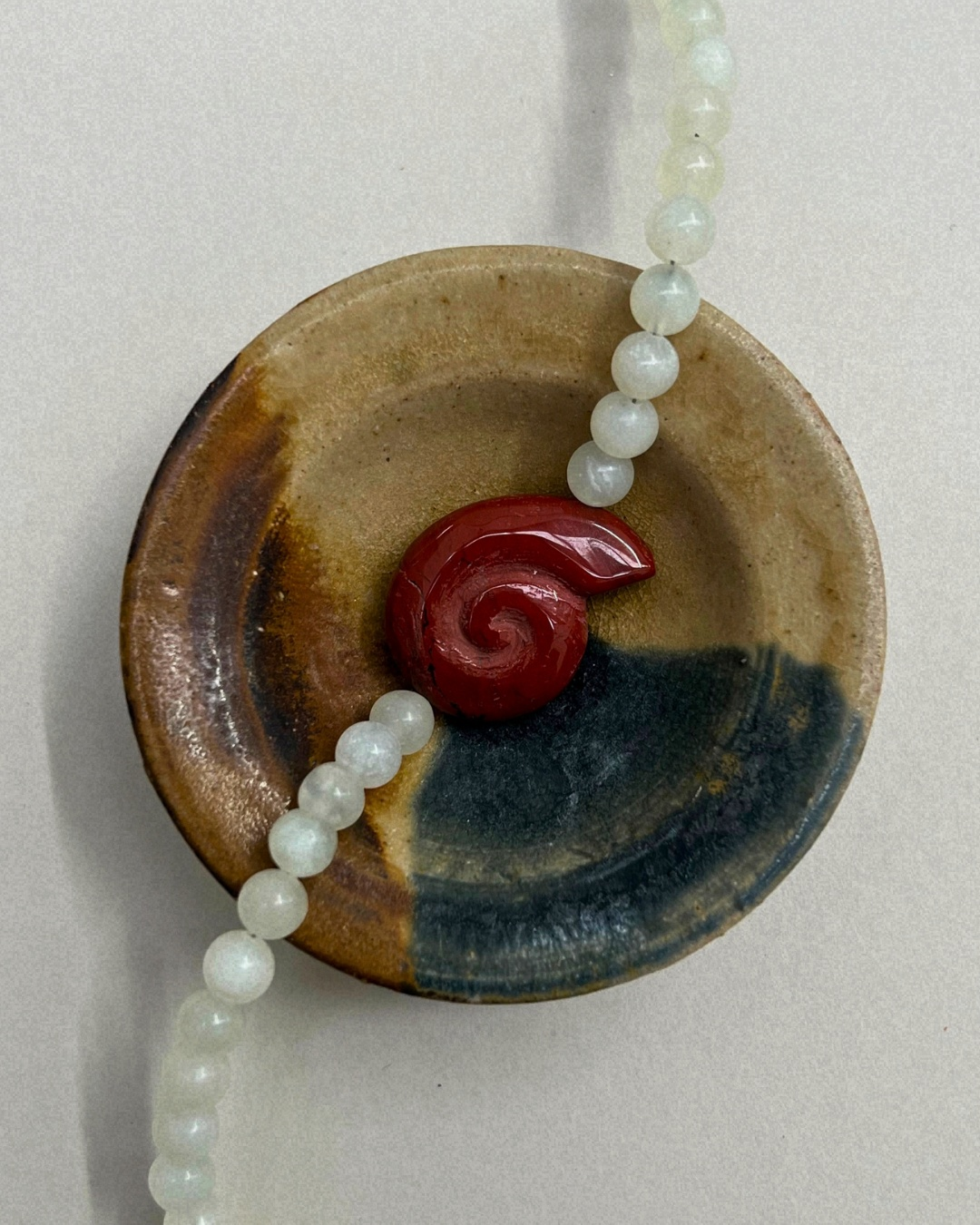 Celadon 11: bowenite whorl necklace, hand-strung by Palm of Feronia, photo 2
