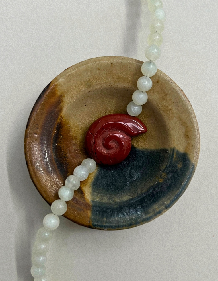 Celadon 11: bowenite whorl necklace, hand-strung by Palm of Feronia, photo 2