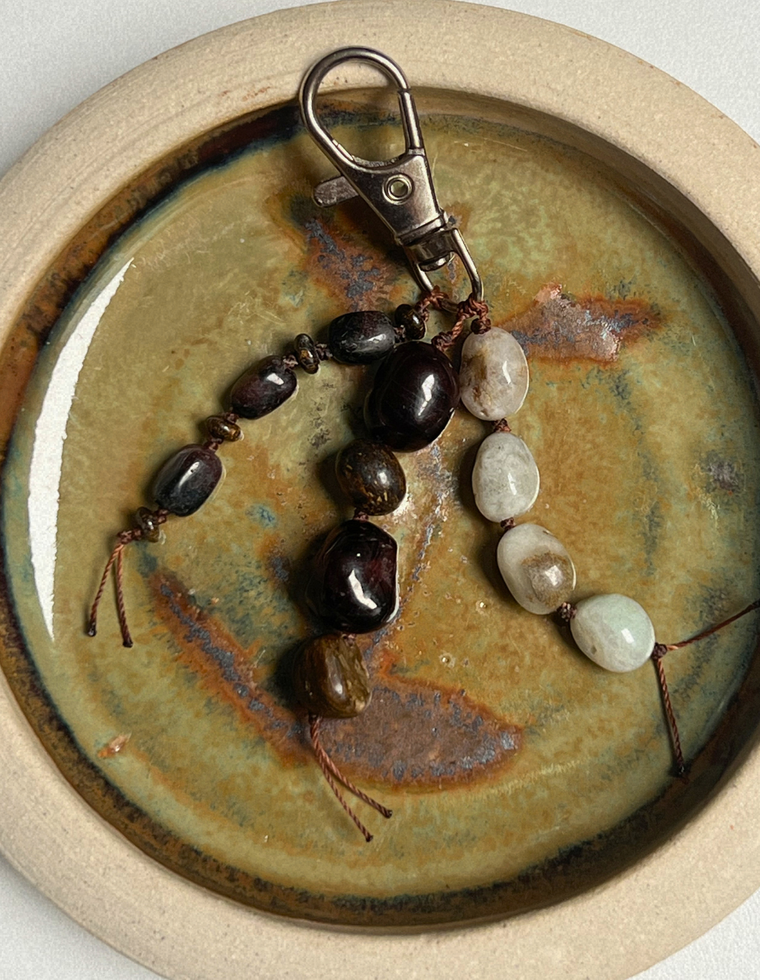 Stoned Charm - Bronzite & Garnet