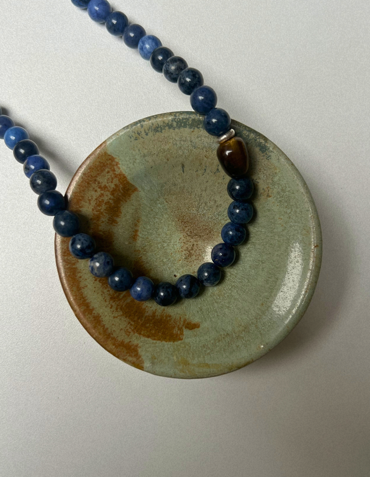 Mineral 9 - Dumortierite & Tiger Eye Necklace