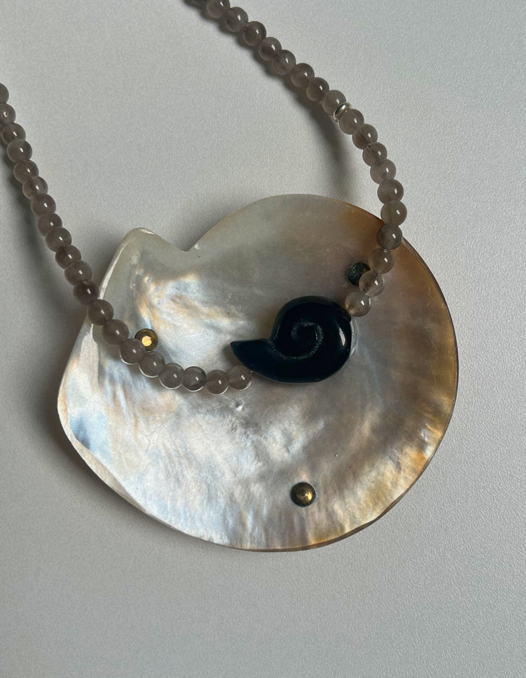 Tempera 1 - Smoky Quartz Whorl Necklace