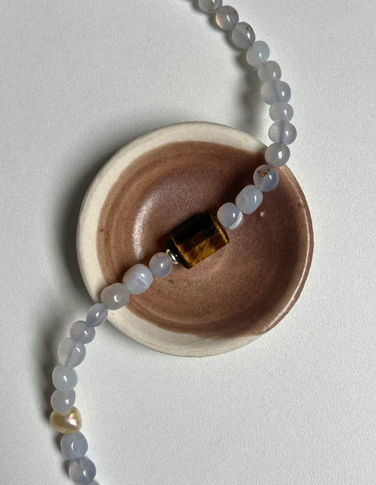 Solstice 6 - Chalcedony & Tiger Eye Necklace