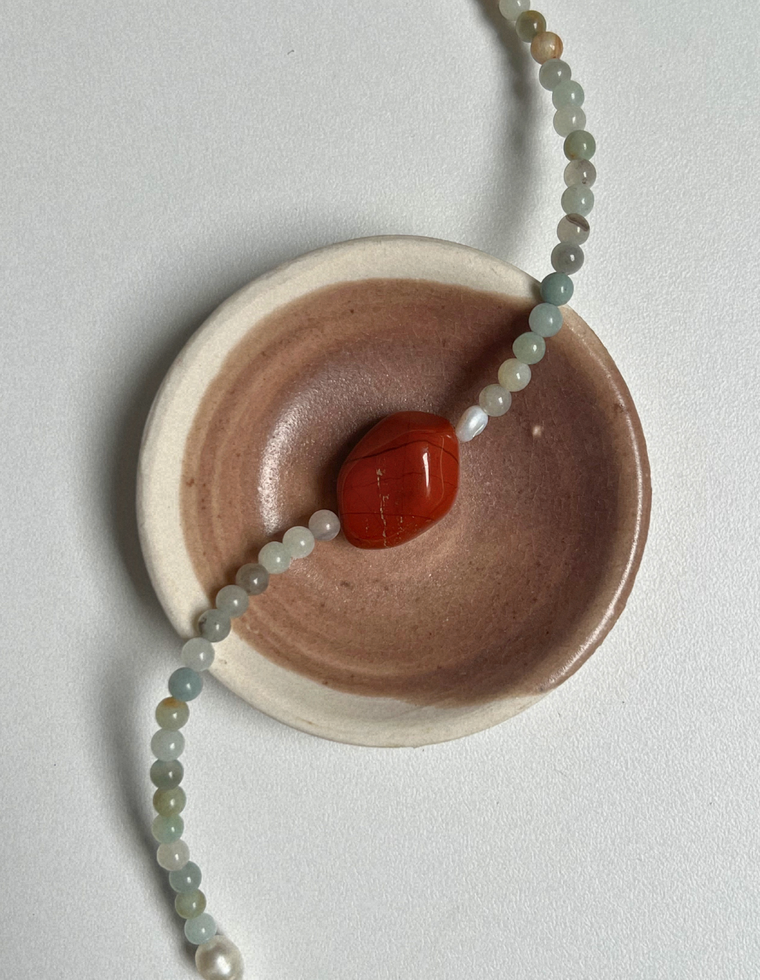 Solstice 1 - Flower Amazonite & Red Jasper Necklace