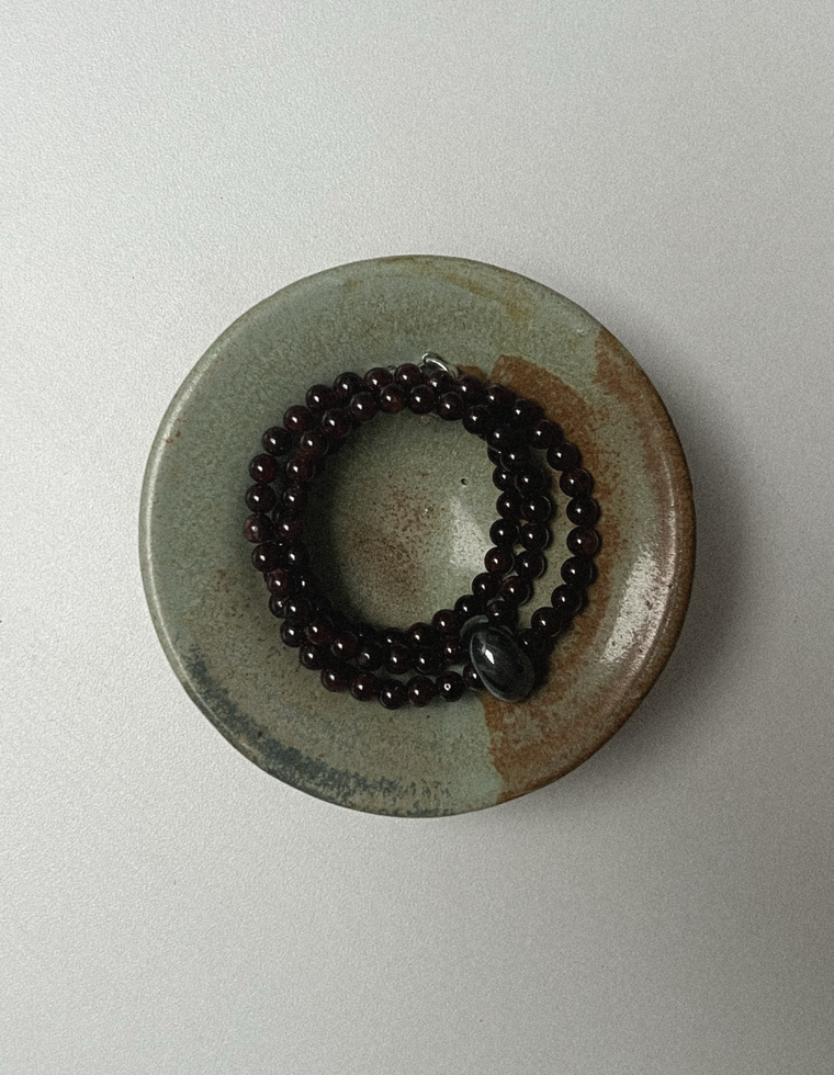 Unfurl 20 - Garnet & Hematite Necklace