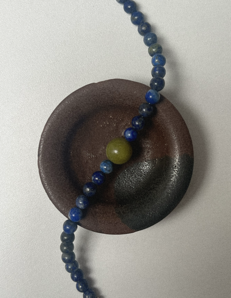 Selanthra - Lapis Lazuli & Olive Jade Necklace