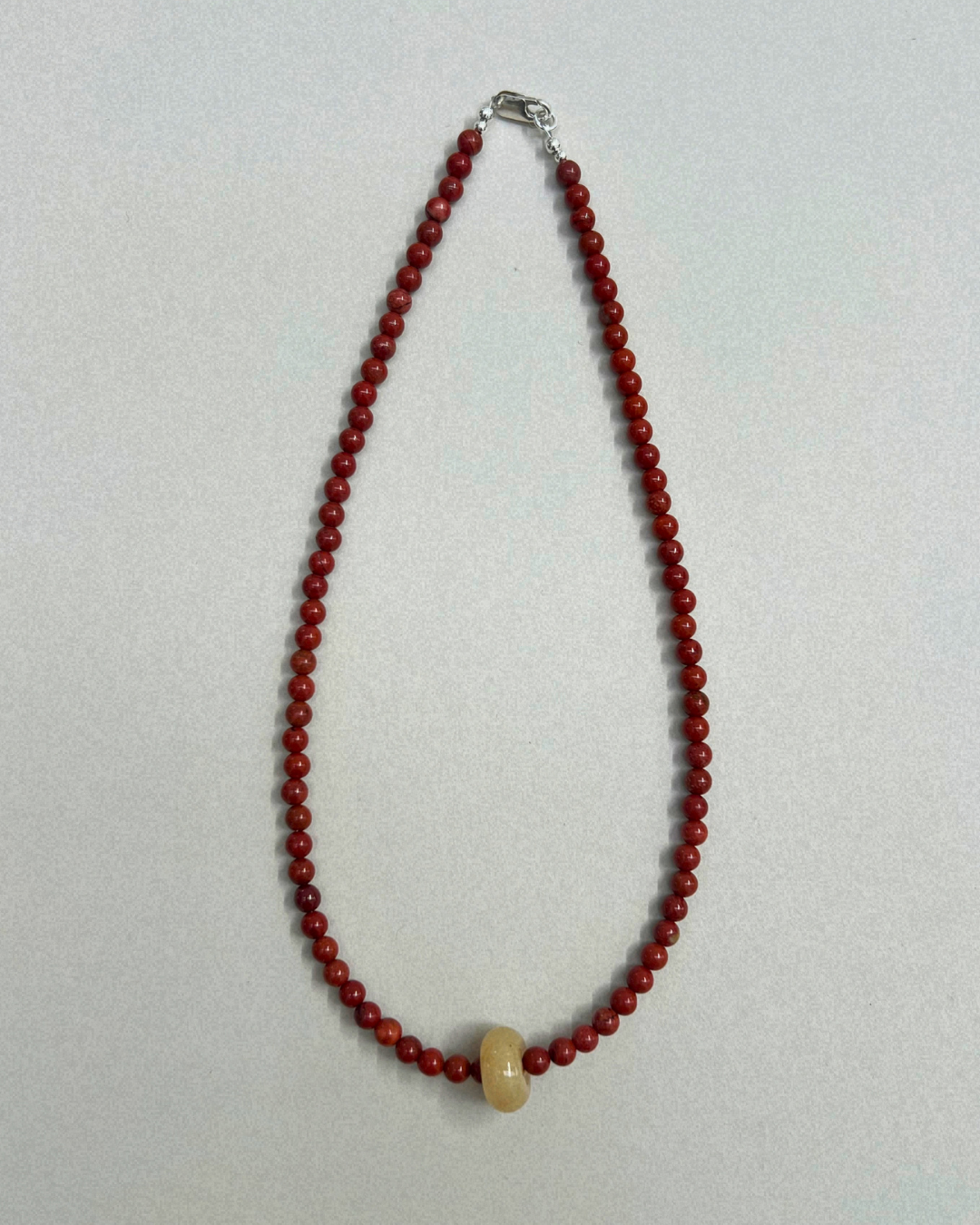 Harvest 8: red jasper and yellow topaz movement necklace, hand-strung by Palm of Feronia, photo 4