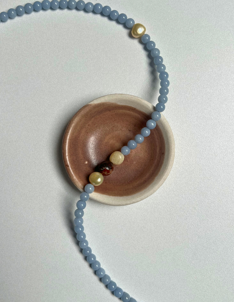 Halo 16 - Angelite & Pearl Necklace