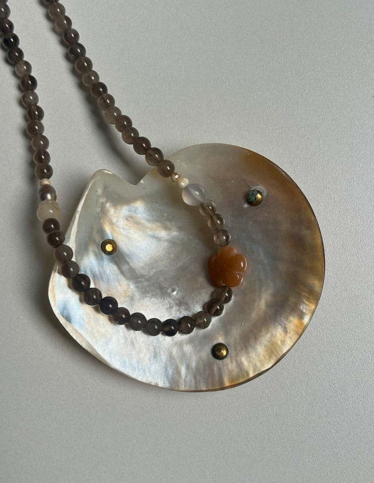 Tempera 2 - Smoky Quartz & Orange Aventurine Necklace