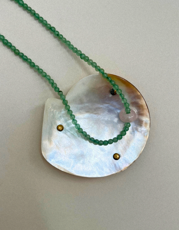 Keepsake 1 – Green Aventurine & Rose Quartz Movement Necklace