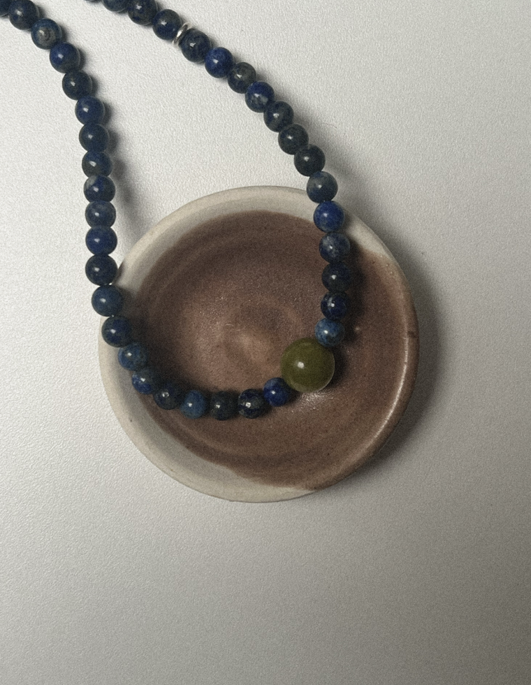 Selanthra - Lapis Lazuli & Olive Jade Necklace