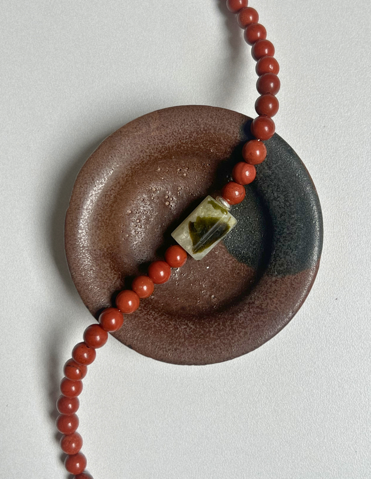Solstice 4 - Red Jasper & Prehnite Necklace