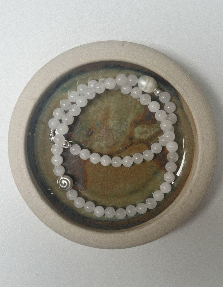 Nyess - White Jade & Pearl Necklace