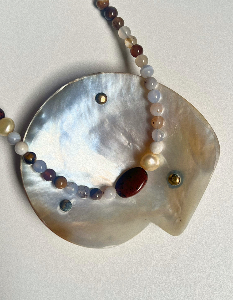 Fleur 14 - Chalcedony & Mahogany Obsidian Necklace