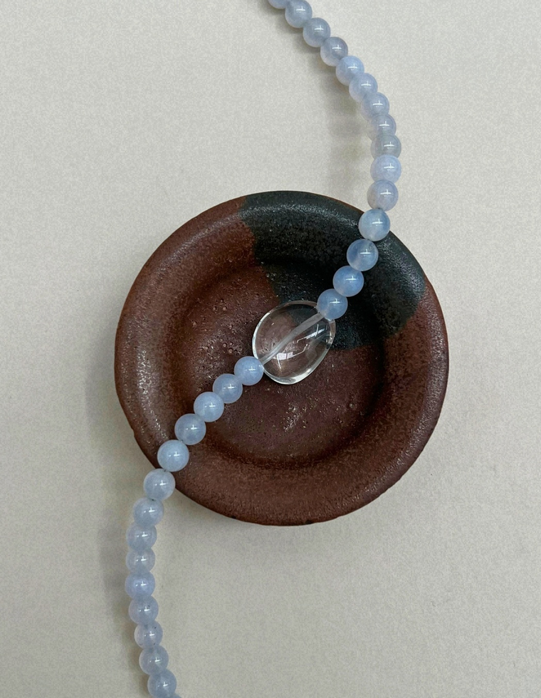 Axis 11 – Blue Chalcedony & Clear Quartz Necklace
