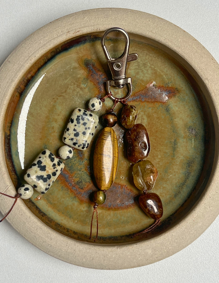 Stoned Charm - Tiger Eye & Green Garnet