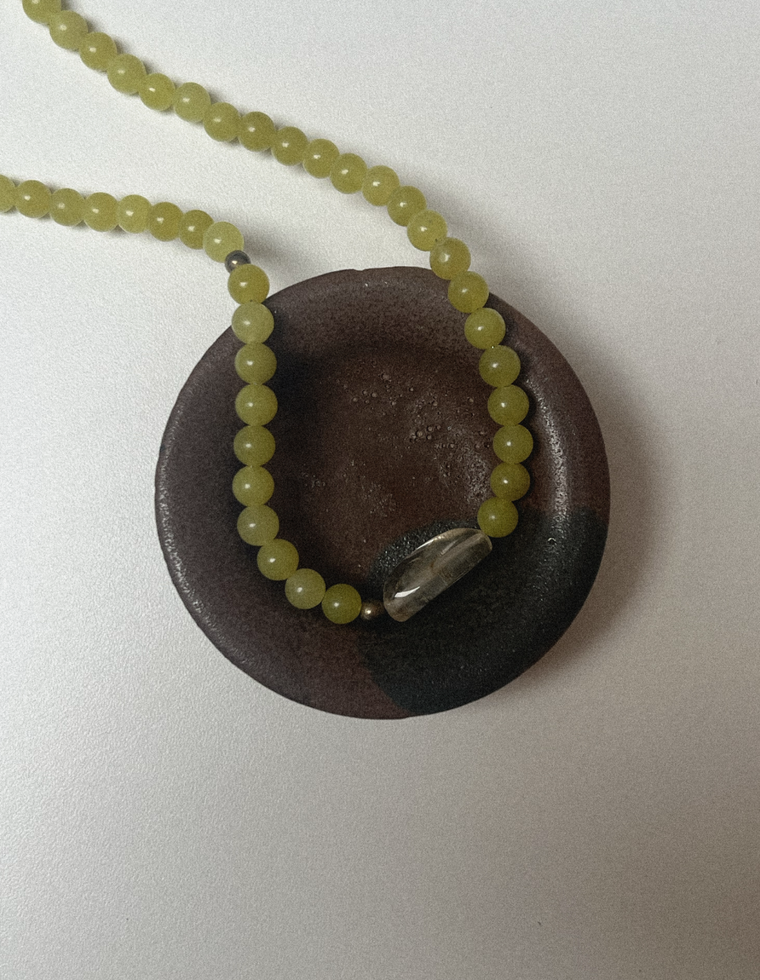 Selphira - Olive Jade & Citrine Necklace