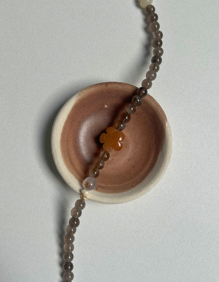 Tempera 2 - Smoky Quartz & Orange Aventurine Necklace