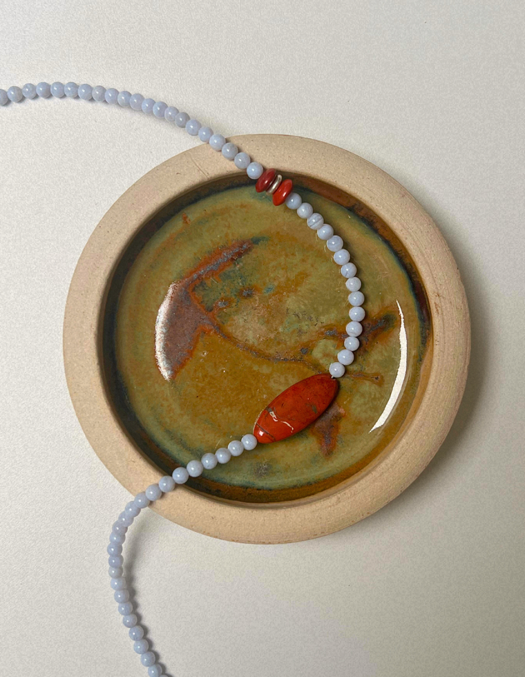 Light Forms 4 -  Blue Lace Agate & Red Jasper Necklace