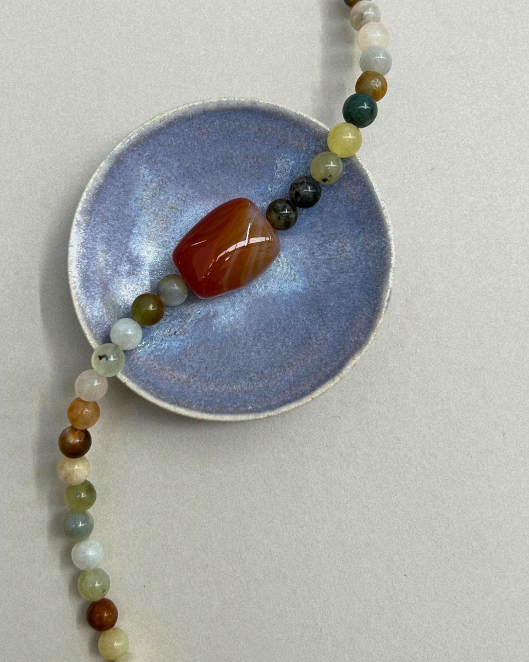 Celadon 9: butter jade and carnelian necklace, hand-strung by Palm of Feronia, photo 3