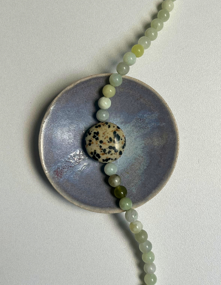 Commonplace 22 – Green Jade & Dalmatian Jasper Necklace