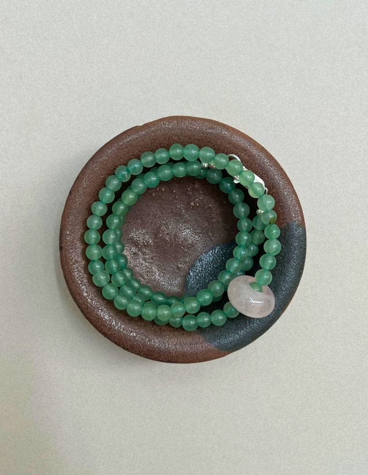 Keepsake 1 – Green Aventurine & Rose Quartz Movement Necklace