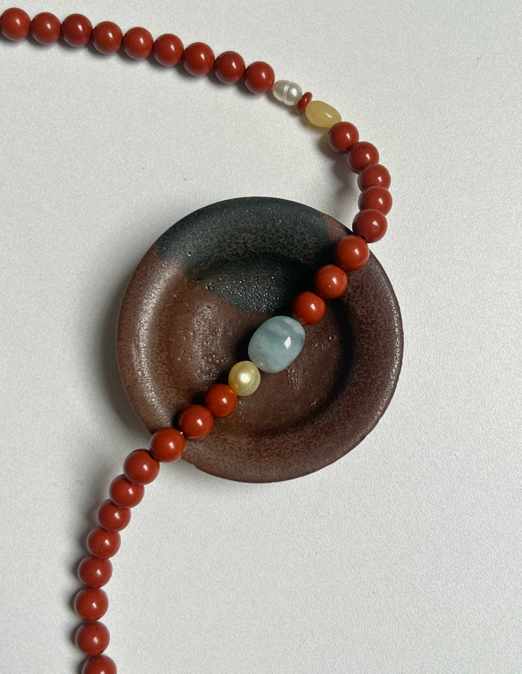 Halo 17 - Red Jasper & Beryl Necklace