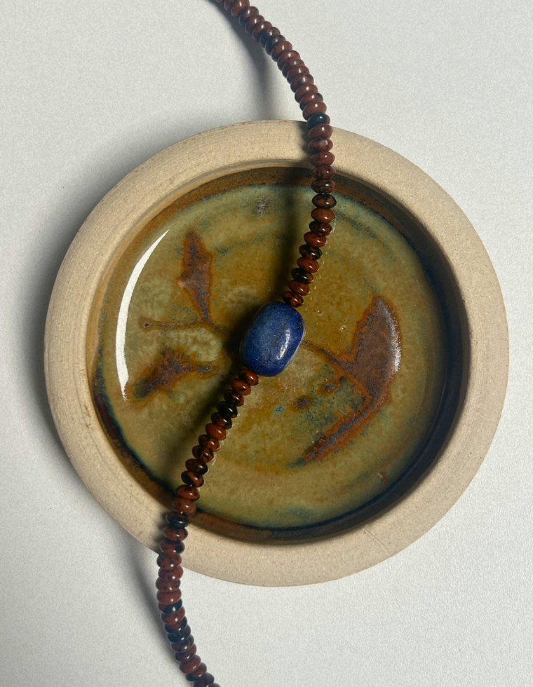 Counter 21 - Mahogany Obsidian & Lapis Lazuli Necklace