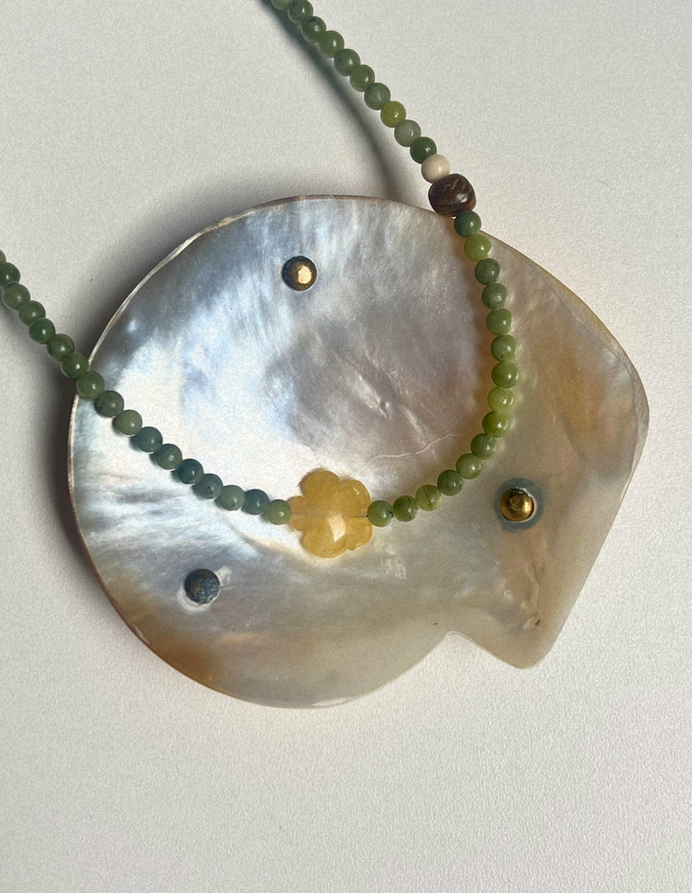Fleur 8 - Green Jade & Quartz Necklace