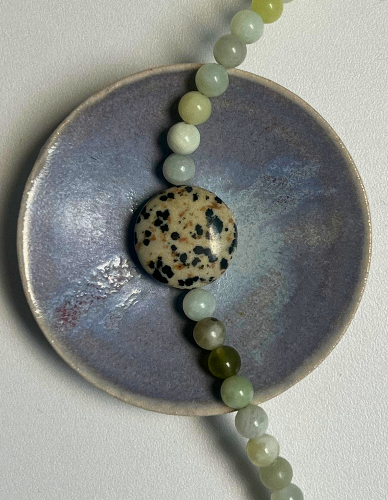 Commonplace 22 – Green Jade & Dalmatian Jasper Necklace