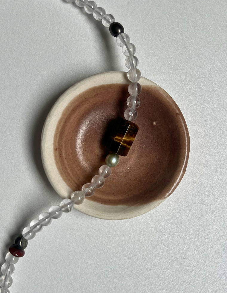 Solstice 7 - Clear Quartz & Tiger Eye Necklace