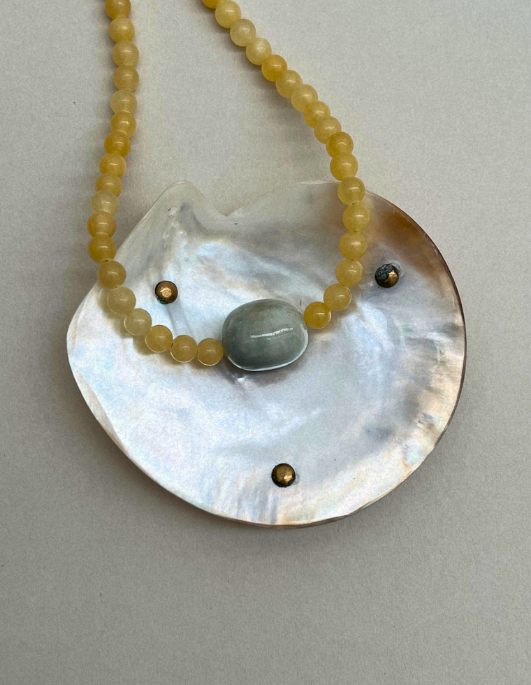 Cairn 10 – Yellow Jade & Blue Beryl Necklace