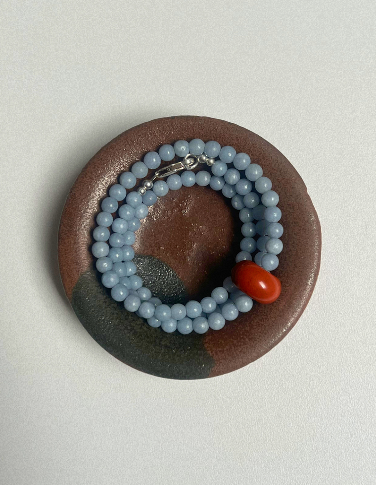 Levante 12 – Angelite & Red Jasper Movement Necklace