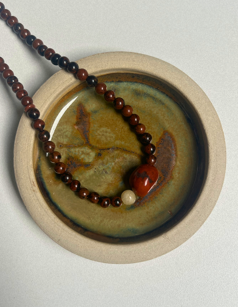 Counter 22 - Mahogany Obsidian & Red Jasper Necklace