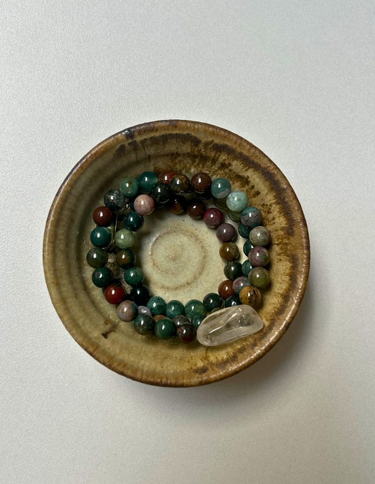 Cache 6 - Indian Agate & Clear Quartz Necklace