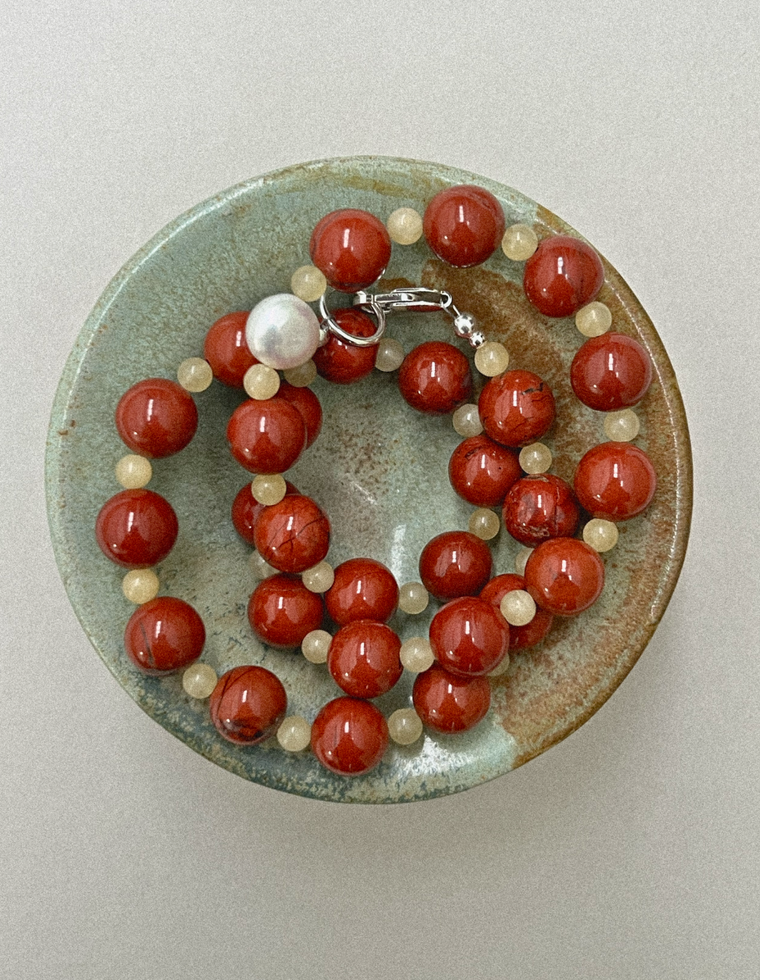 Branwen - Red Jasper & Aragonite Necklace