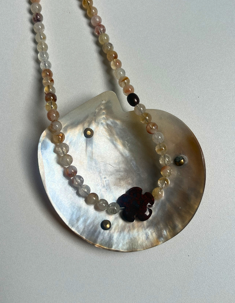 Sundial 10 - Quartz & Bloodstone Necklace