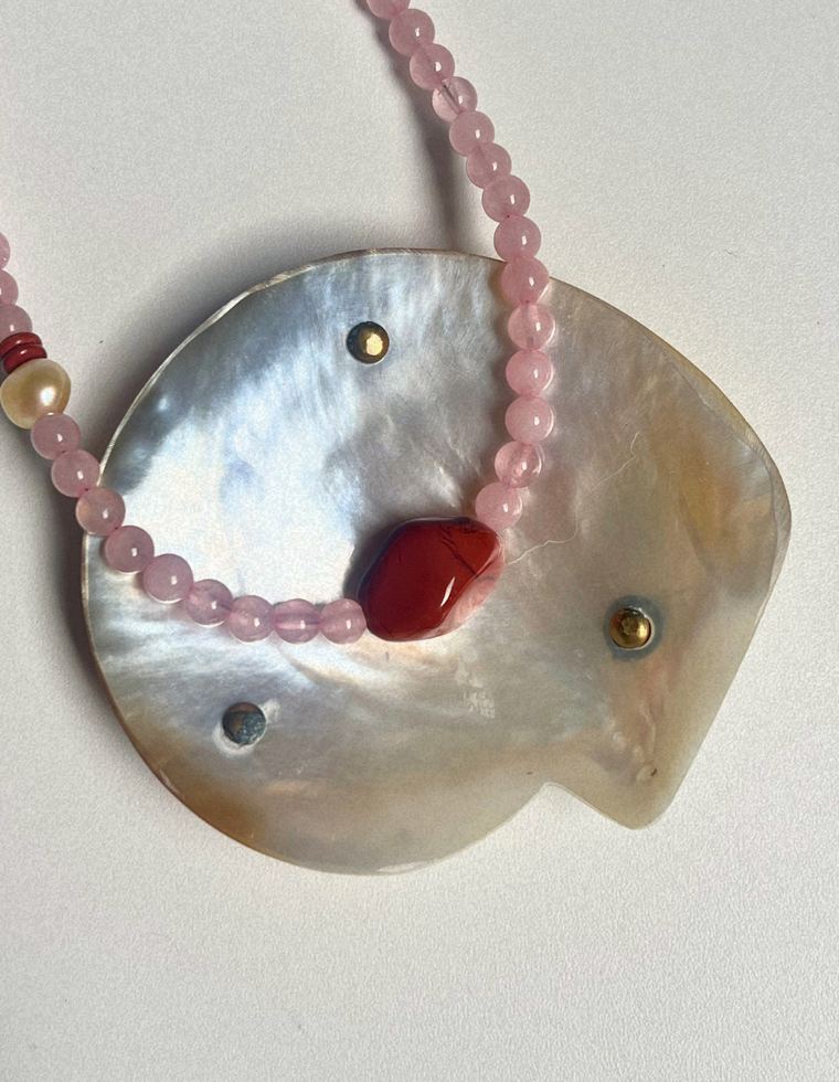 Fleur 16 - Rose Quartz & Red Jasper Necklace