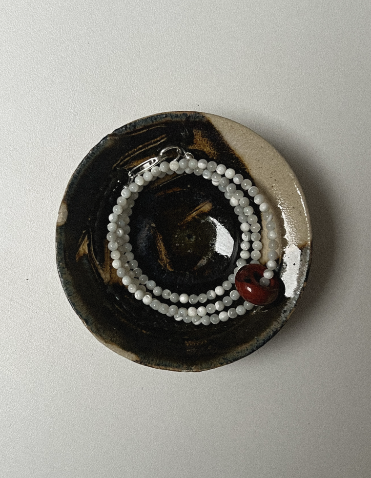 Unfurl 17 - Mother of Pearl & Red Jasper Necklace