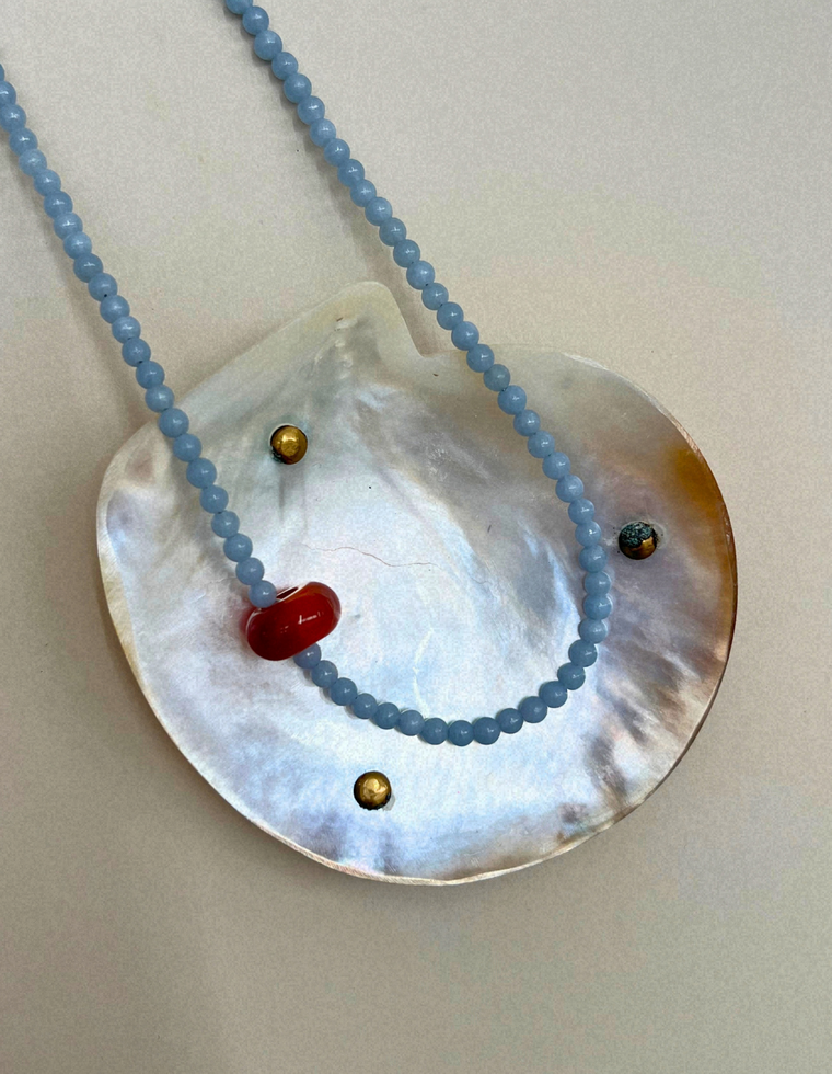 Keepsake 2 – Angelite & Carnelian Movement Necklace