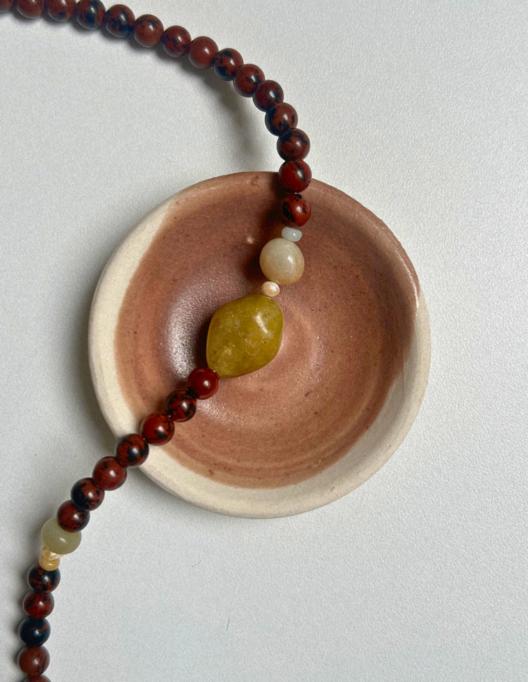 Counterpoint  11 – Mahogany Obsidian & Jade Necklace