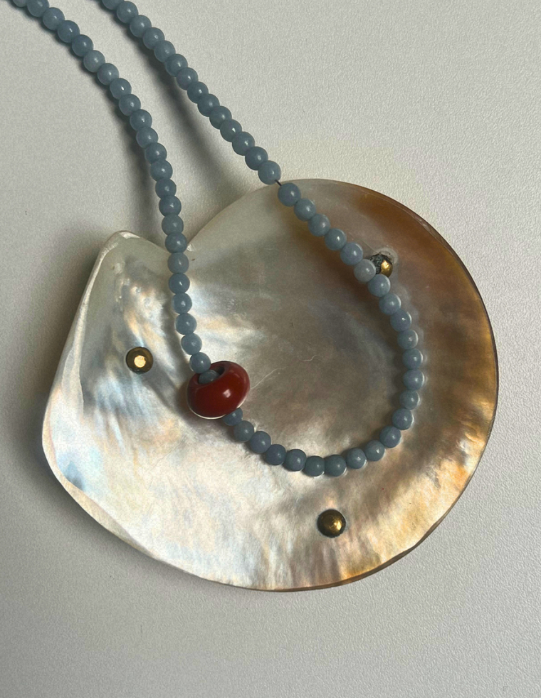 Levante 12 – Angelite & Red Jasper Movement Necklace