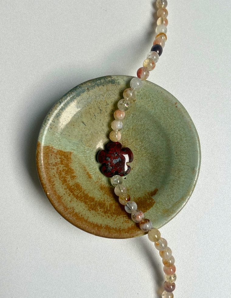 Sundial 10 - Quartz & Bloodstone Necklace