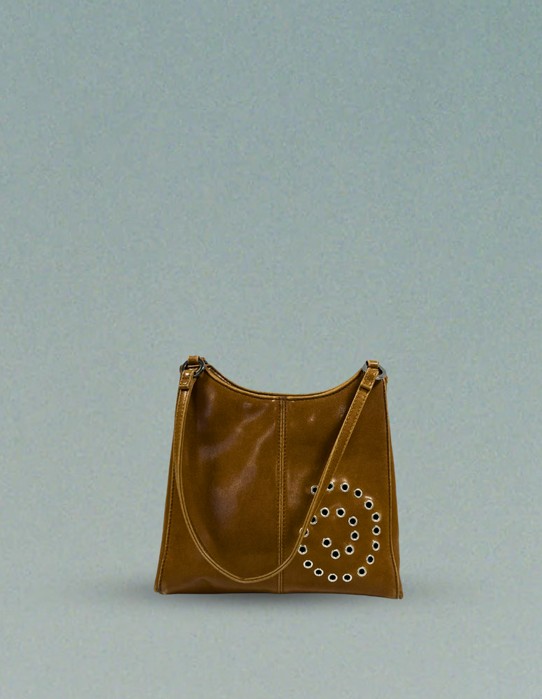 Spiral Stud Vintage Vegan Leather Bag / Piece 12