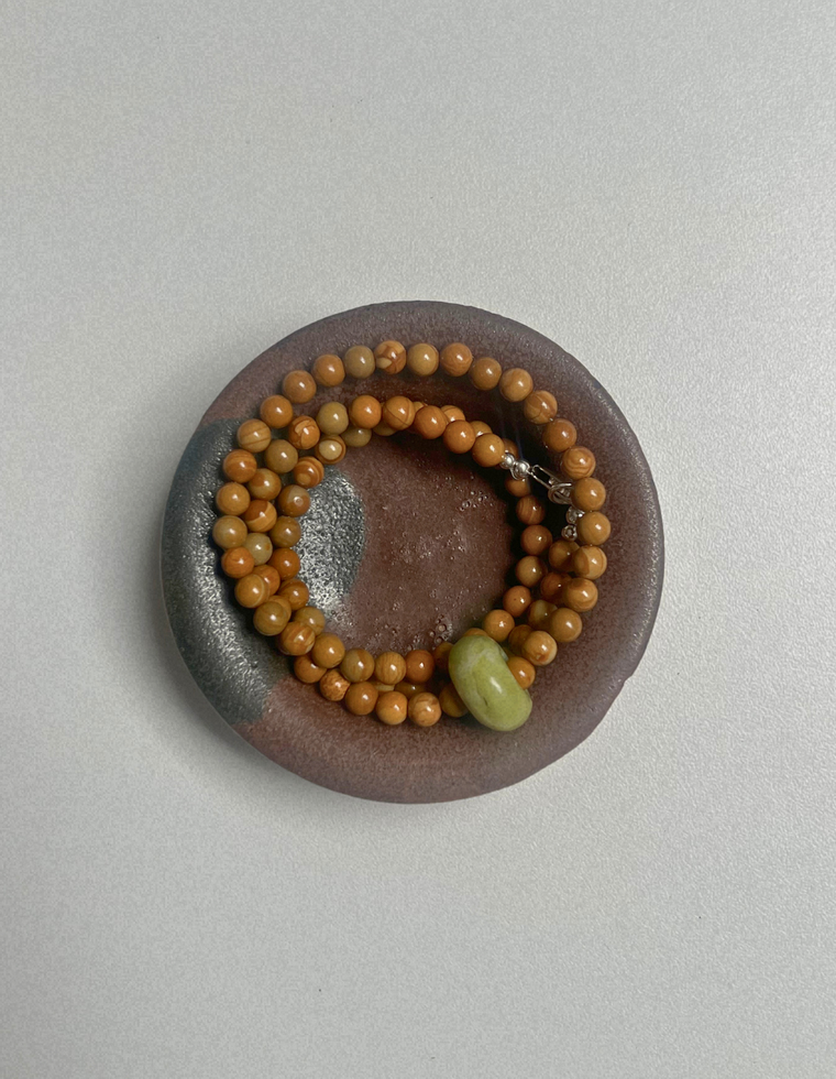 Idle Hands 15 - Wood Lace Jasper Movement Necklace