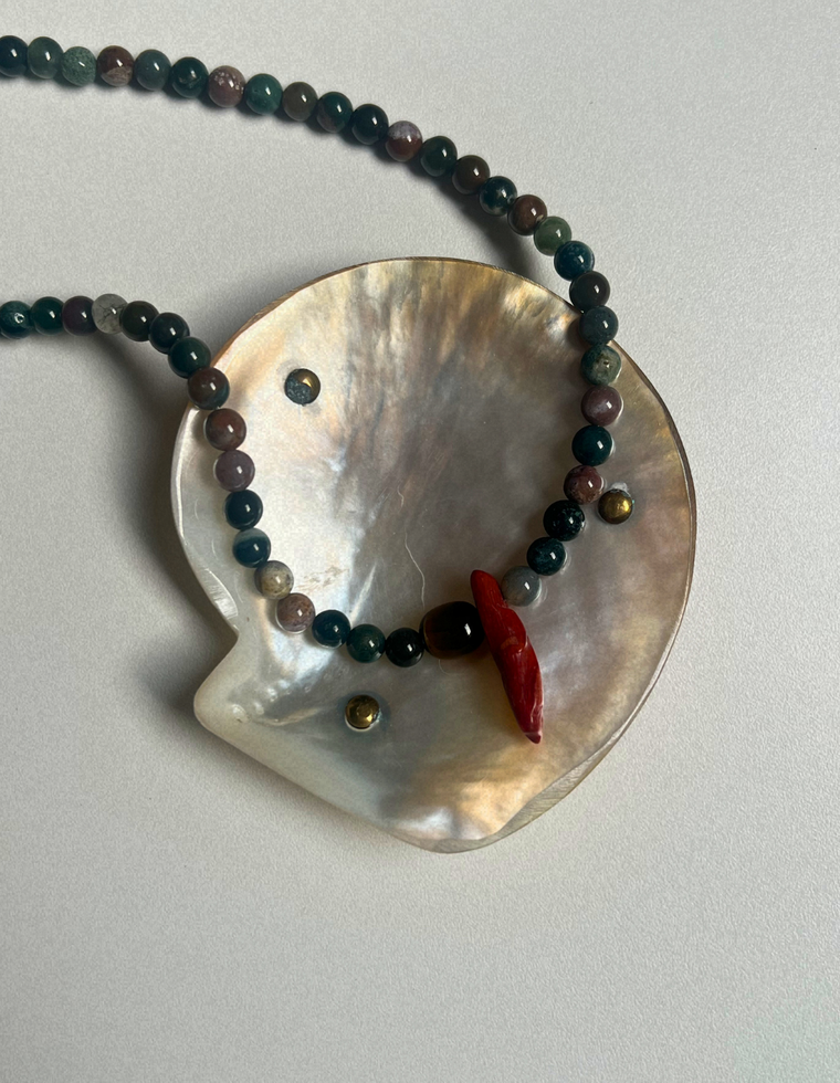 Drift 4 - Indian Agate & Coral Necklace